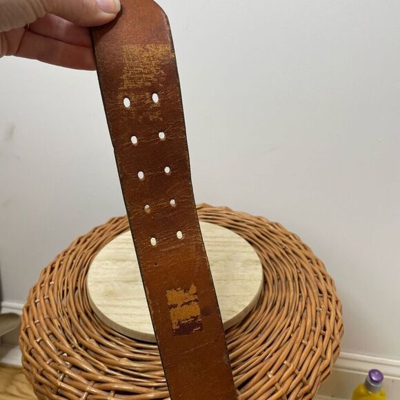 Ibex Vintage Distressed Leather Belt with Metal Buckle Cowhide England Size 34 - Picture 5 of 6